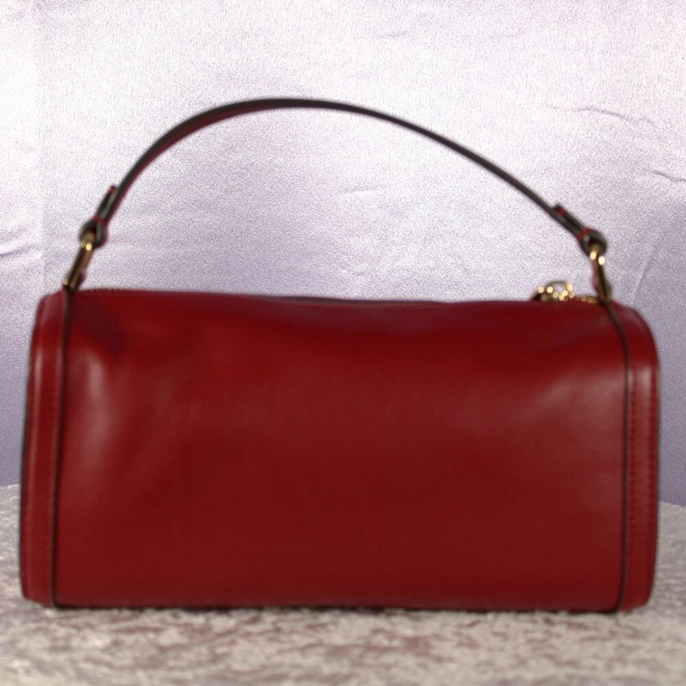 Michael Kors Smooth Leather Barrel Satchel Crossbody – Oxblood Red – NWOT - Picture 6 of 11